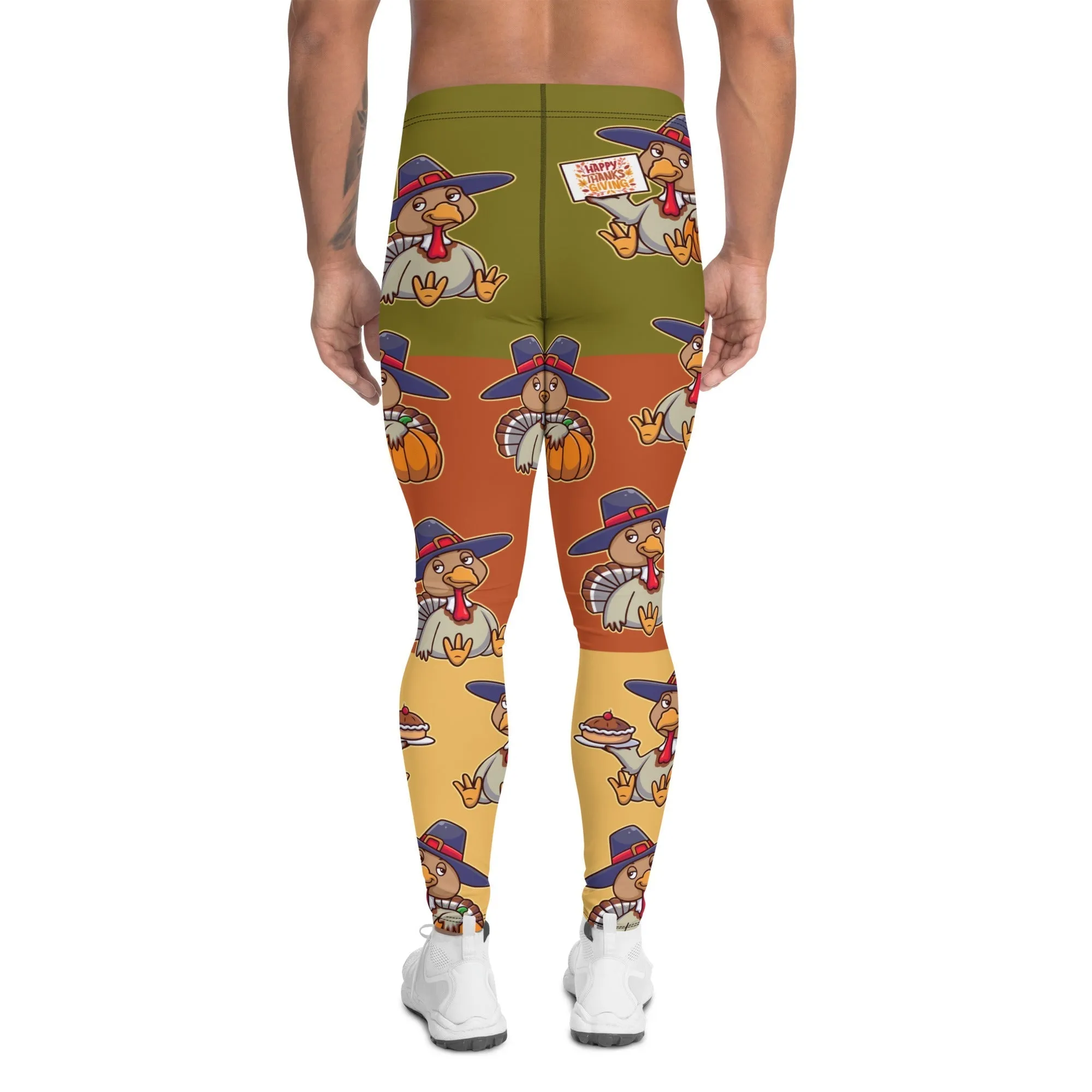 Colorful Turkey Print Men's Leggings