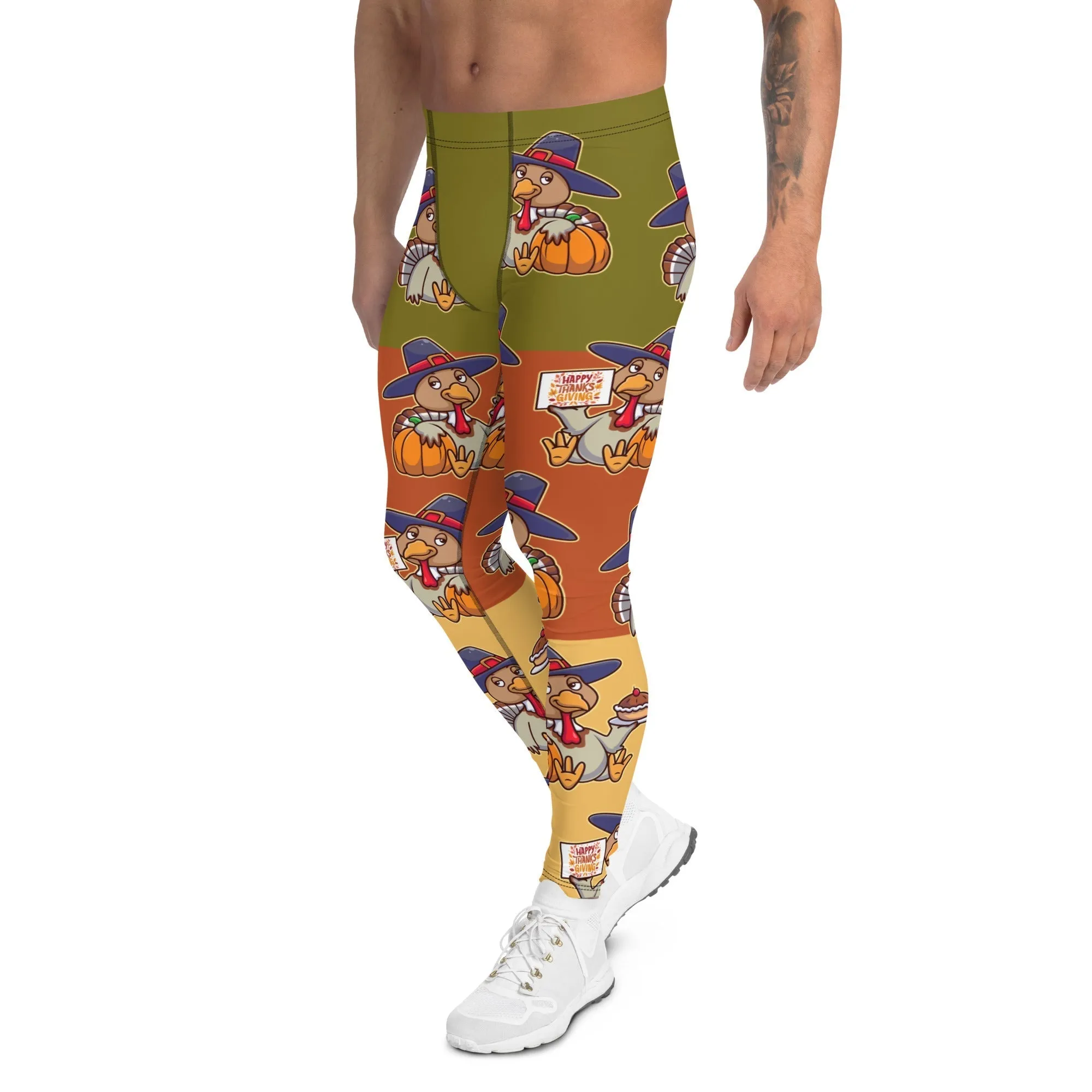 Colorful Turkey Print Men's Leggings