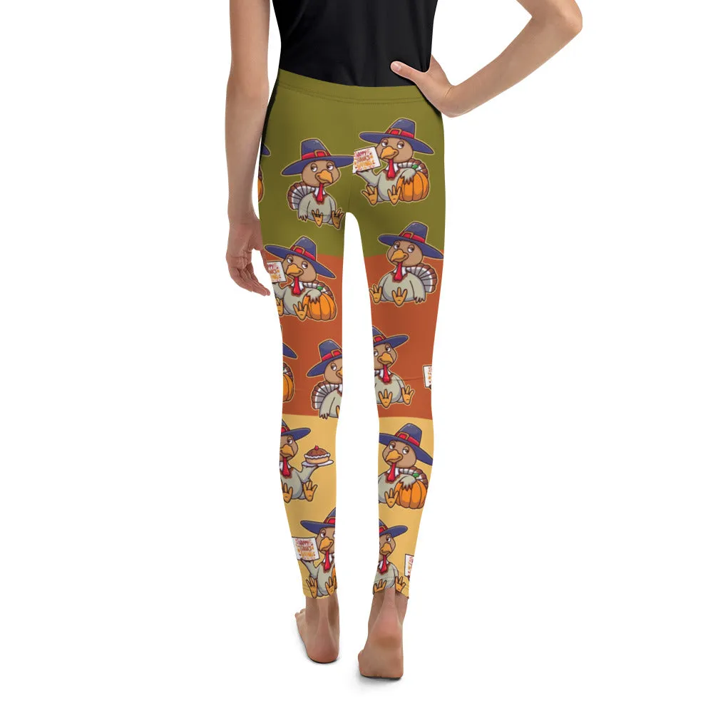 Colorful Turkey Print Youth Leggings