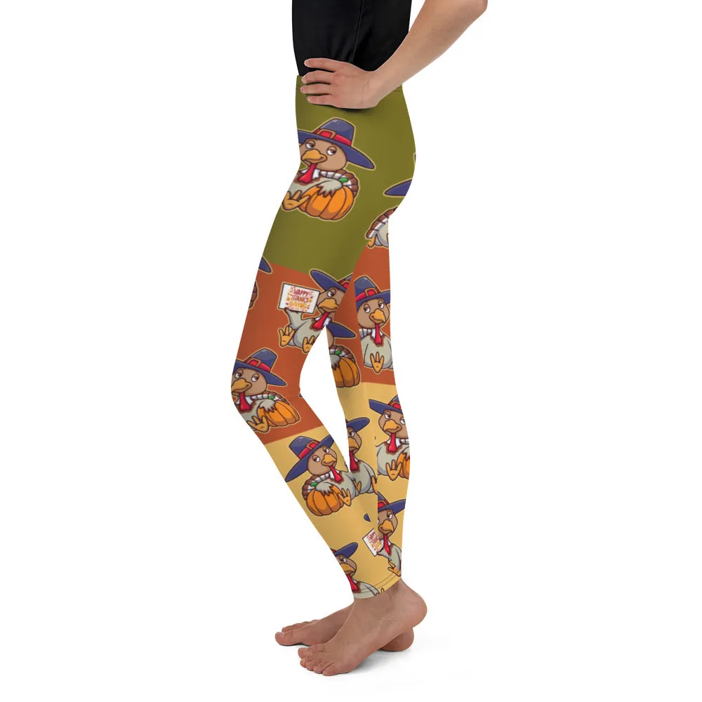 Colorful Turkey Print Youth Leggings