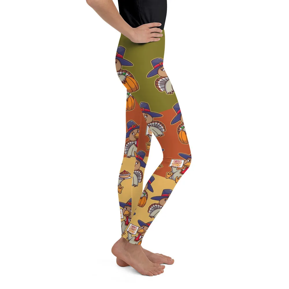 Colorful Turkey Print Youth Leggings