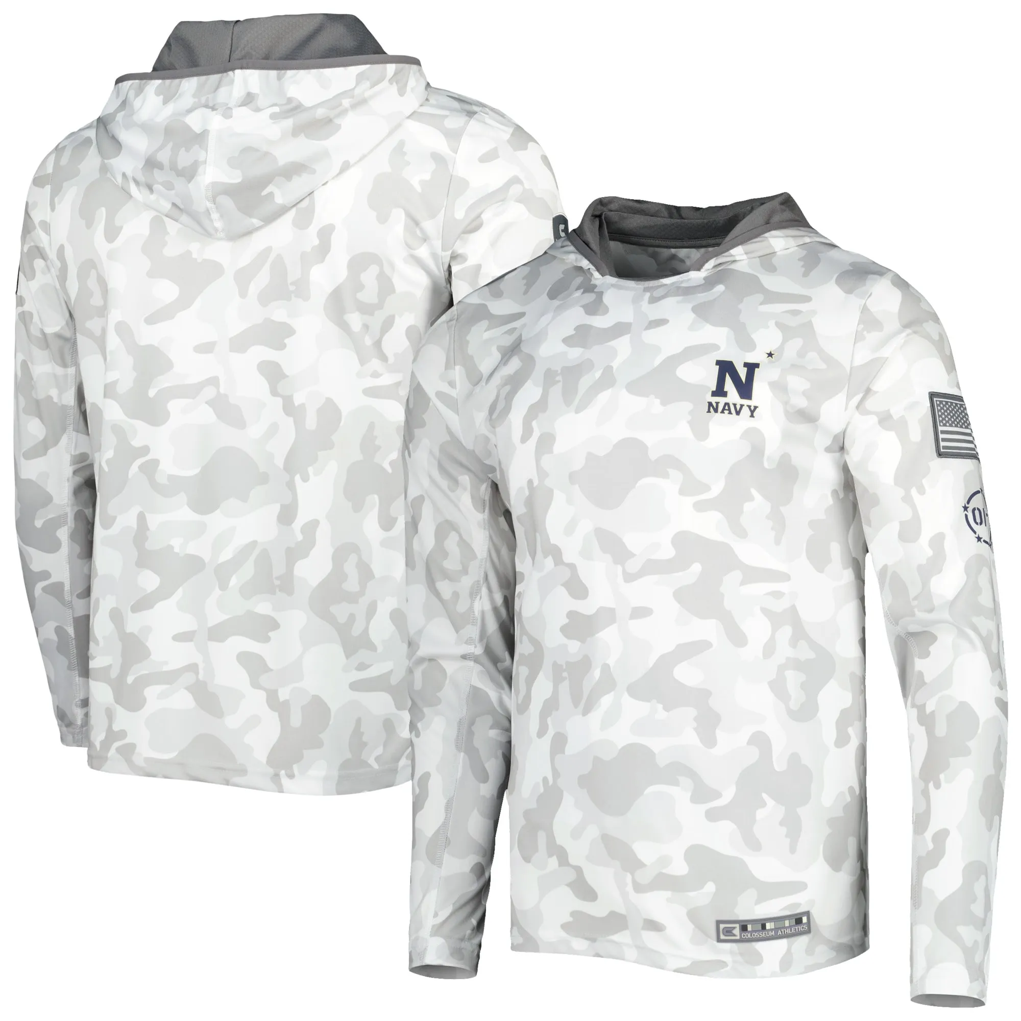 Colosseum Navy Midshipmen Arctic Camo OHT Military Appreciation Long Sleeve Hoodie Top