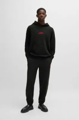 Cotton-terry relaxed-fit hoodie with logo prints