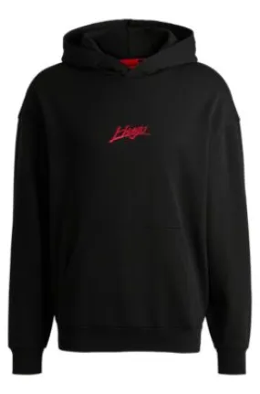 Cotton-terry relaxed-fit hoodie with logo prints