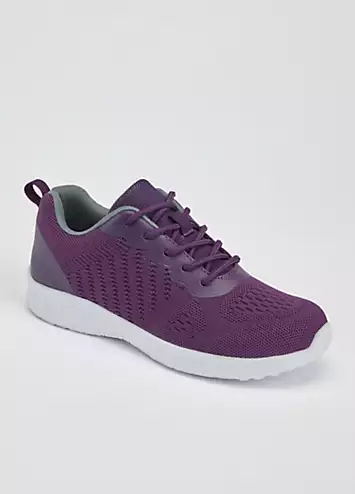 Cotton Traders Purple Lightweight Memory Foam Lace-Up Trainers | Grattan