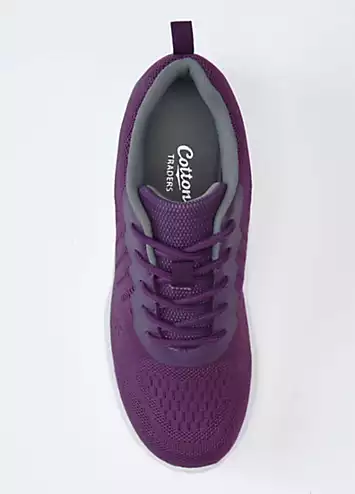 Cotton Traders Purple Lightweight Memory Foam Lace-Up Trainers | Grattan