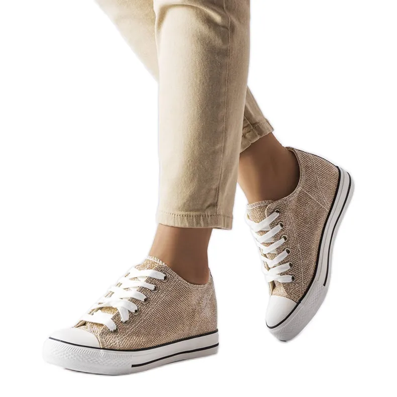 Crete gold glitter wedge sneakers golden