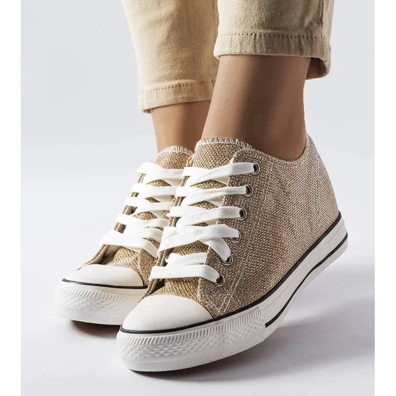 Crete gold glitter wedge sneakers golden