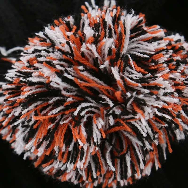 Darcy Bobble Hat Black / Orange / White