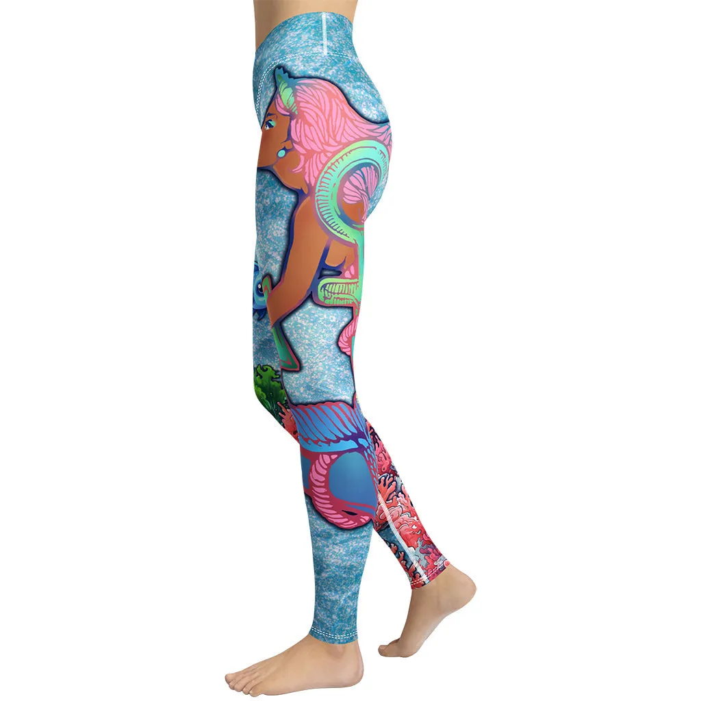 Darker Skin Mermaid Yoga Leggings