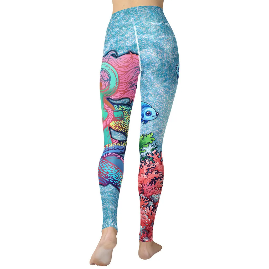 Darker Skin Mermaid Yoga Leggings