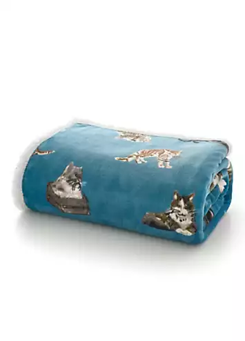 Deyongs Cat Fleece Sherpa Throw | Kaleidoscope