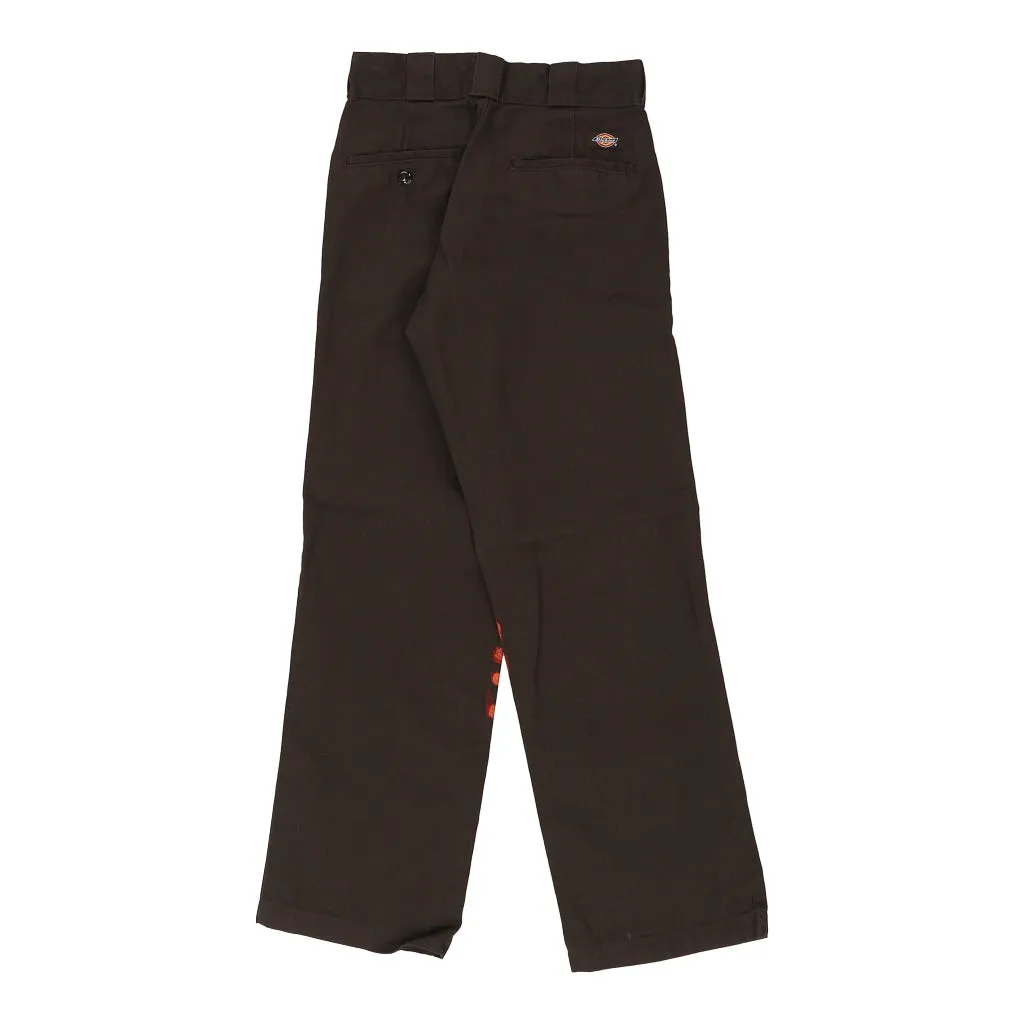 Dickies Graphic Trousers - 28W UK 8 Brown Cotton Blend