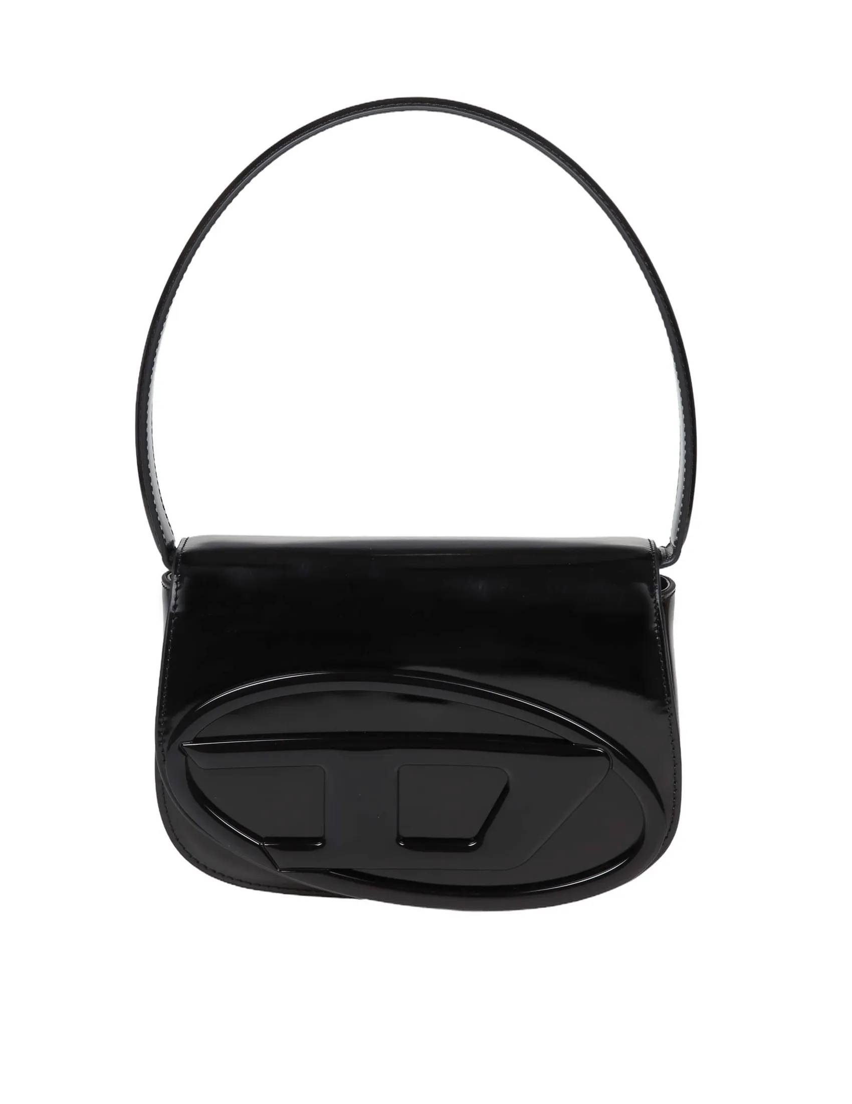 DIESEL 1DR SHOULDER BAG IN BLACK SMOOTH LEATHER