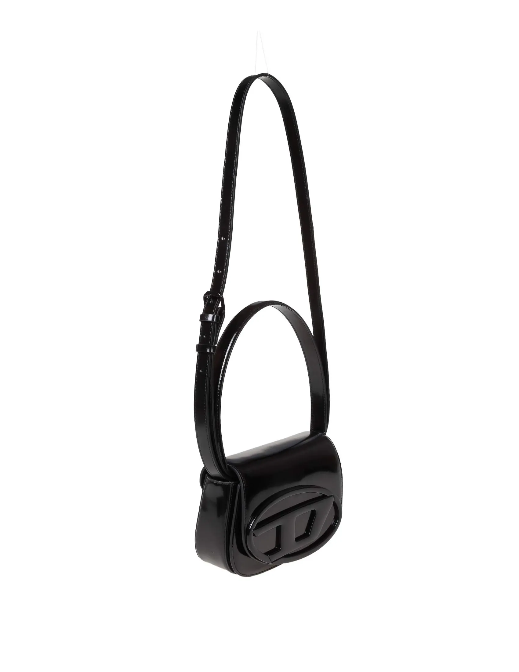 DIESEL 1DR SHOULDER BAG IN BLACK SMOOTH LEATHER