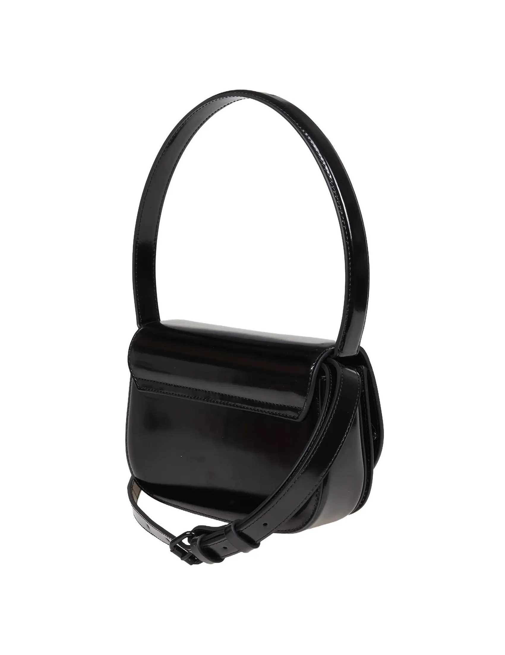 DIESEL 1DR SHOULDER BAG IN BLACK SMOOTH LEATHER