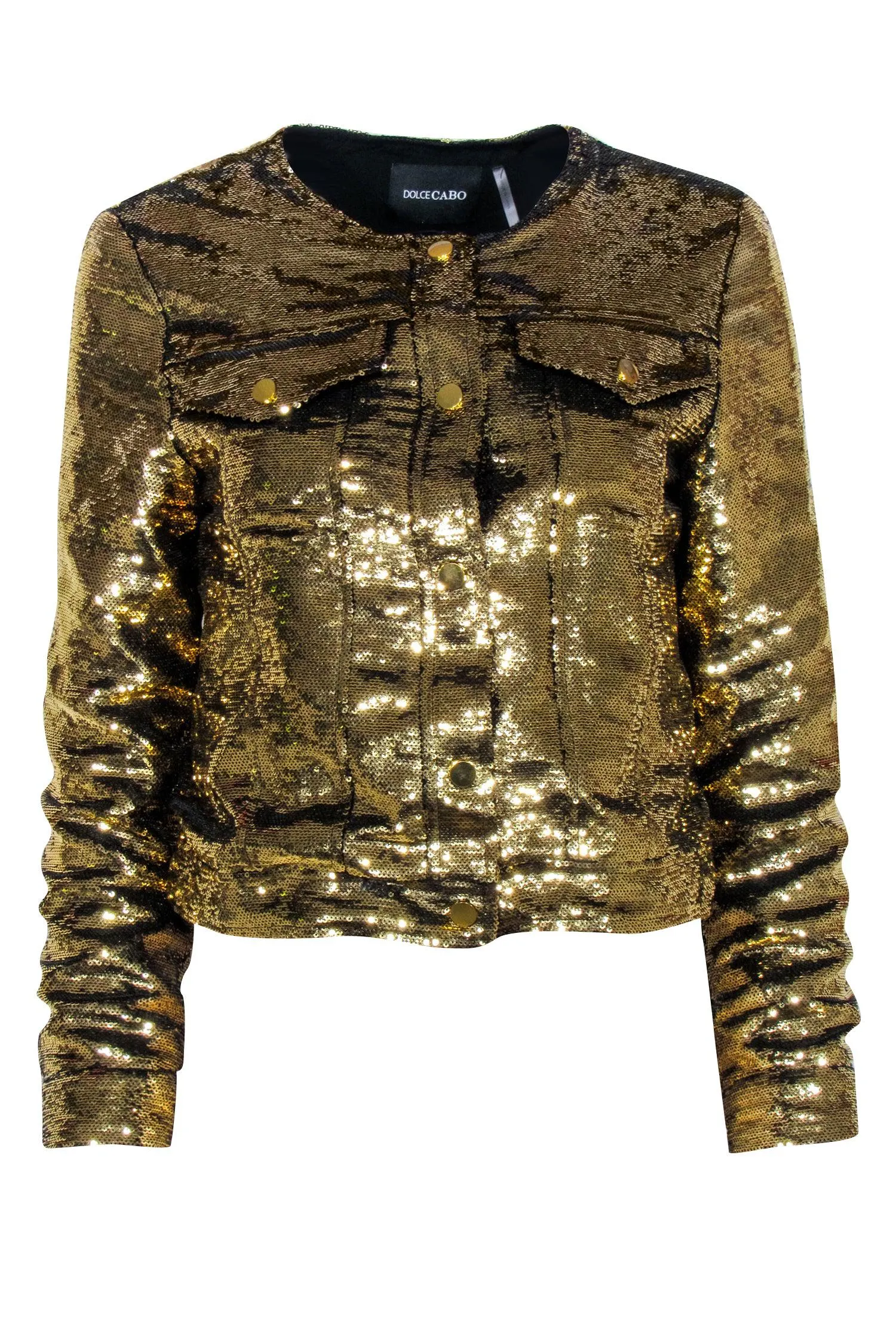 Dolce Cabo - Gold Sequin Button Jacket Sz S