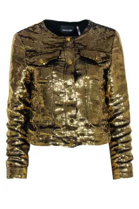 Dolce Cabo - Gold Sequin Button Jacket Sz S