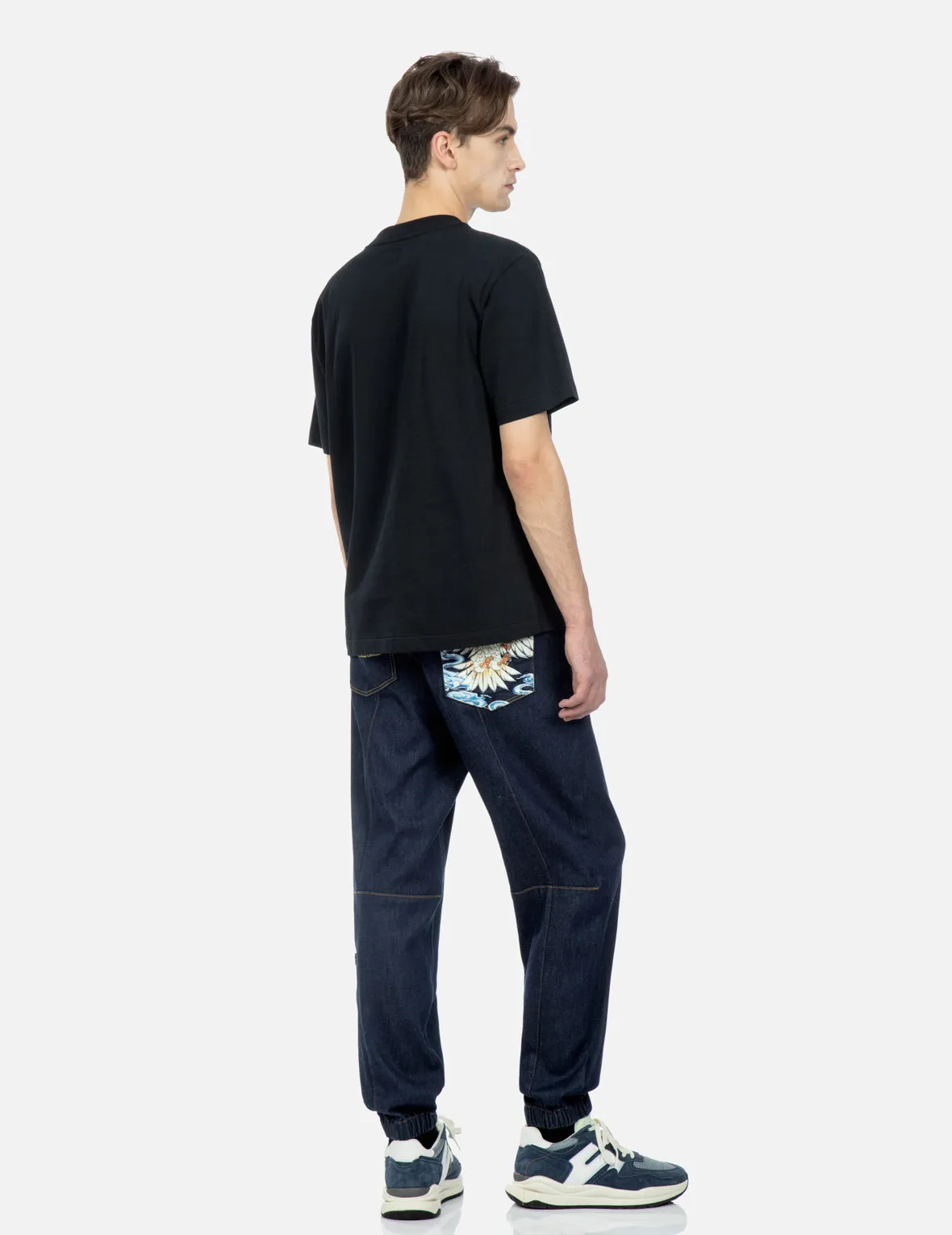 Eagle Printed Pocket Denim Joggers