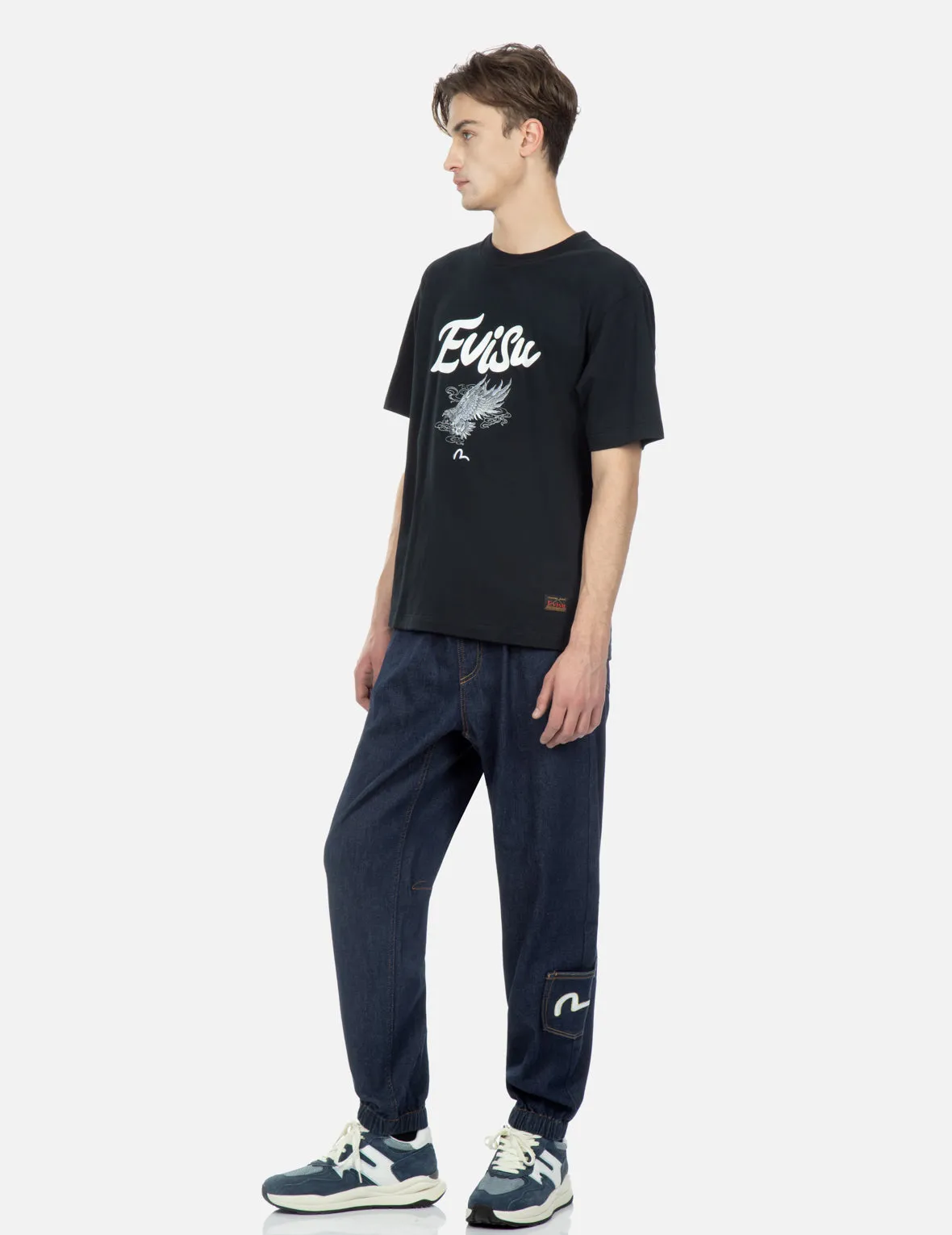 Eagle Printed Pocket Denim Joggers