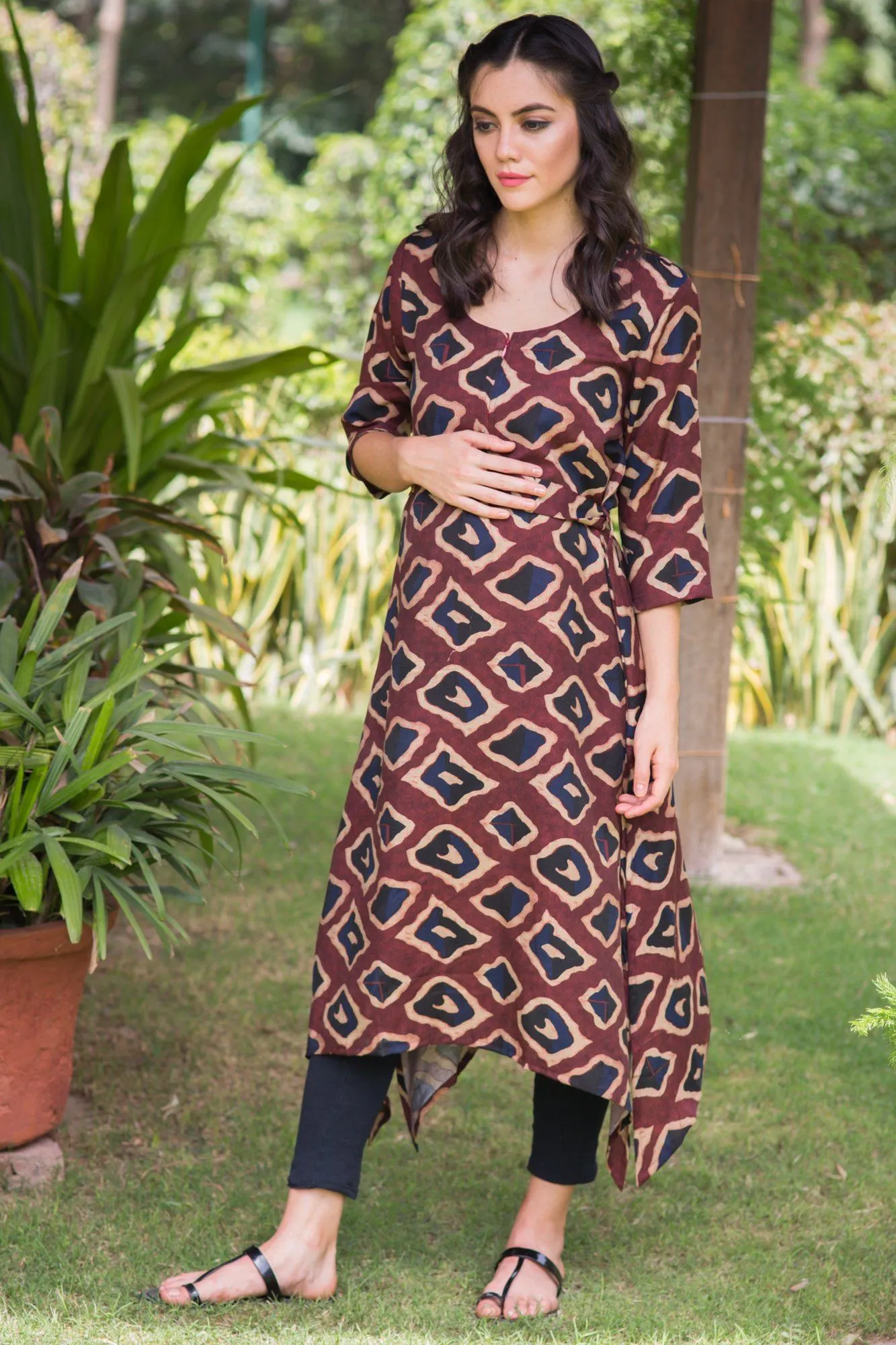 Earthy Geo Maternity & Nursing Kurta