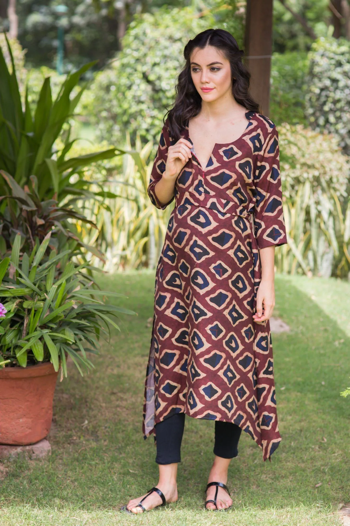 Earthy Geo Maternity & Nursing Kurta