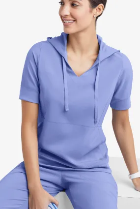 Easy STRETCH True Women's 3-Pocket Short Sleeve Pull-Over Scrub Hoodie