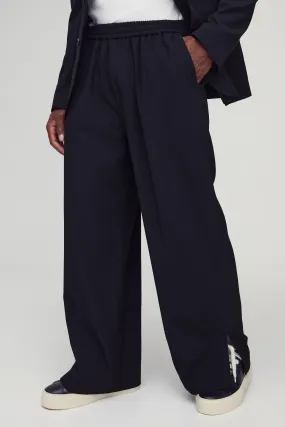 Elastic Waist Split Hem Wide Leg Tailored Trousers