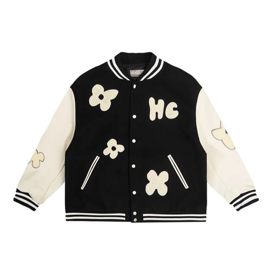 Embroidered Flowers Varsity Jacket