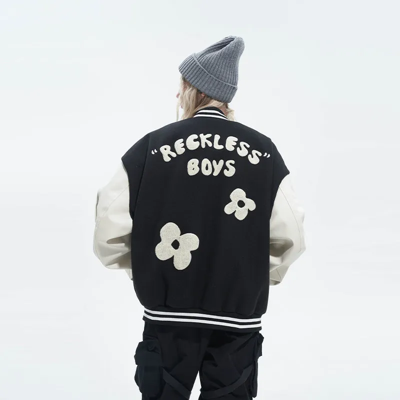 Embroidered Flowers Varsity Jacket