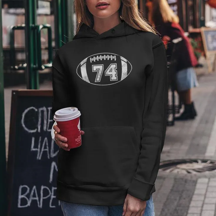 Football Player 74 Football Mom Dad Jersey 74 Varsity Team Women Hoodie