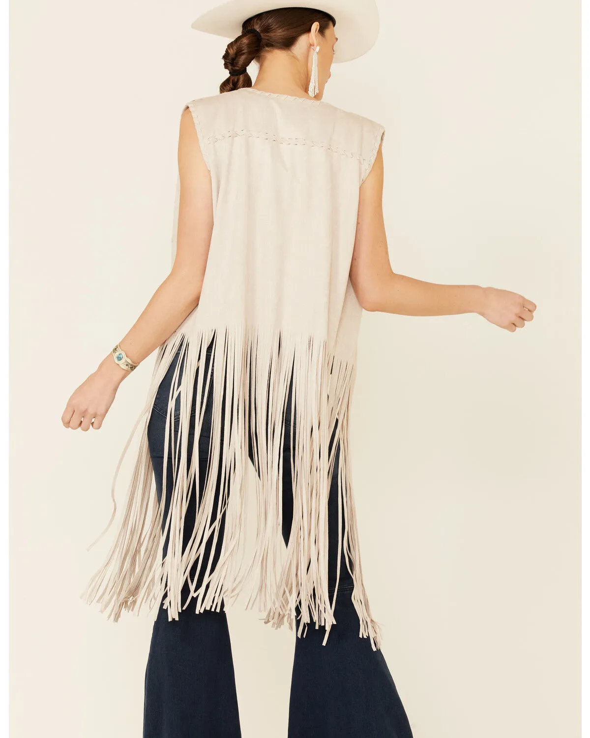 Fornia Women's Fringe Faux Suede Vest