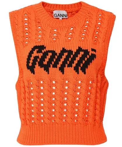 GANNI Orange Cropped Rope Vest | Jules B