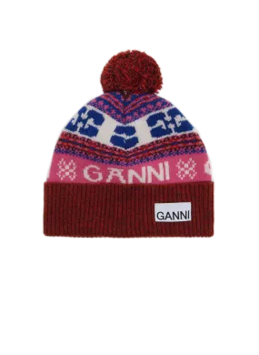 GANNI  Patterned wool hat - Multicolour