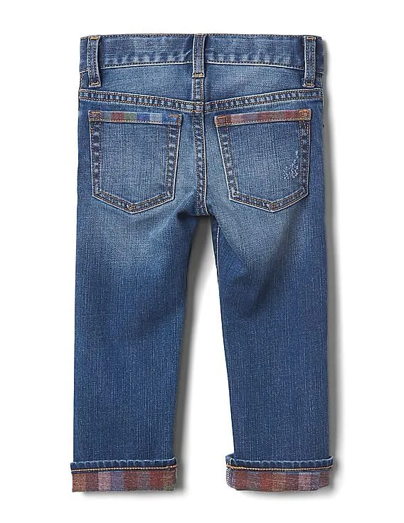 GAP Boys Blue Rip & Repair Straight Jeans With Stretch