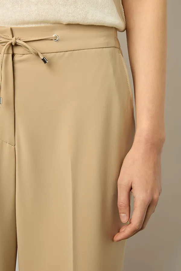 Gerard Darel CLOELIA BEIGE MICROFIBER STRAIGHT CUT TROUSERS