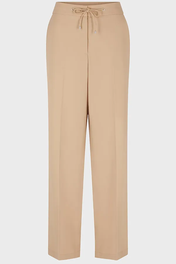 Gerard Darel CLOELIA BEIGE MICROFIBER STRAIGHT CUT TROUSERS