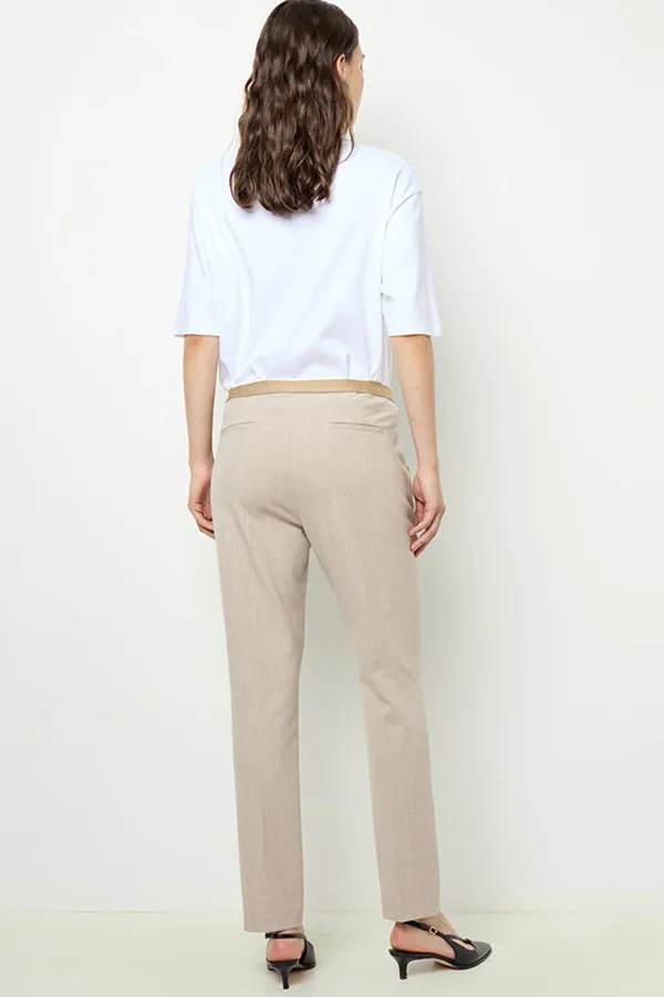 Gerard Darel NALA SAND ELASTICATED SLIM FIT TROUSERS