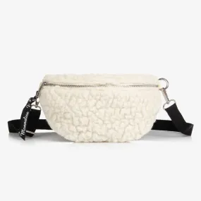 Girls Ivory Sherpa Fleece Shoulder Bag (33cm)