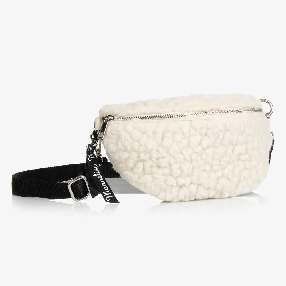 Girls Ivory Sherpa Fleece Shoulder Bag (33cm)