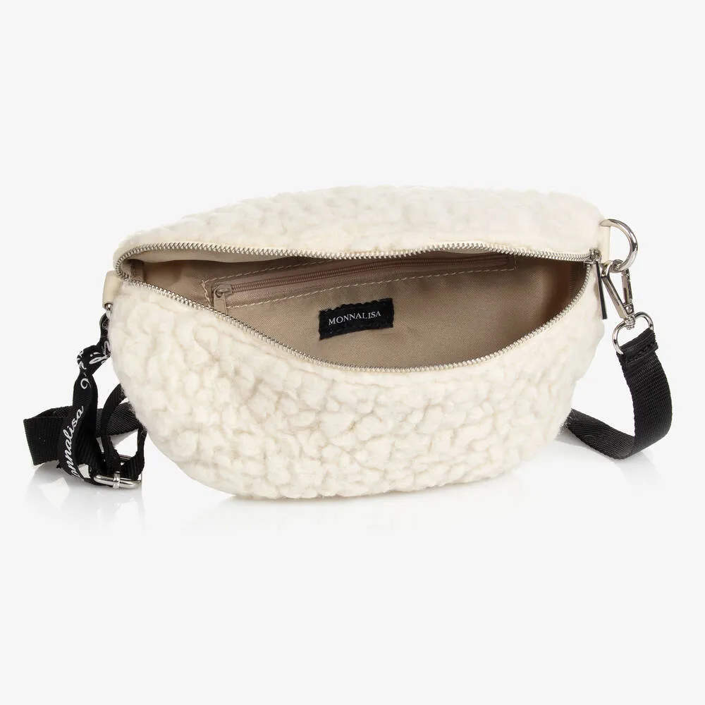 Girls Ivory Sherpa Fleece Shoulder Bag (33cm)