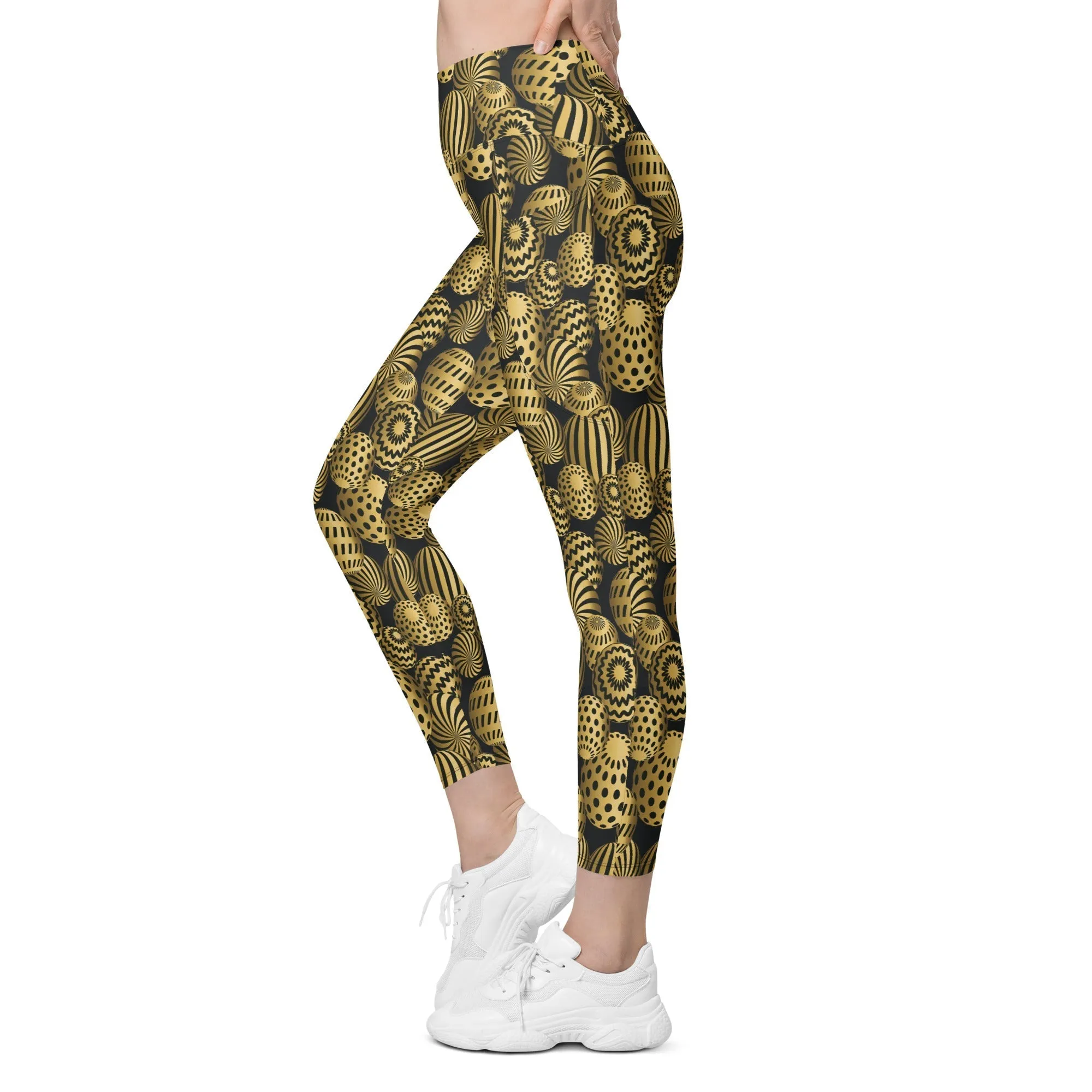 Golden Easter Eggs Leggings With Pockets