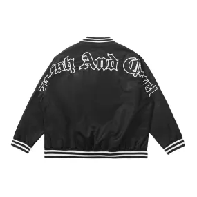 Gothic Logo Embroidered Varsity Jacket