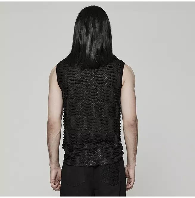 Gothic Sheer Mesh High Neck Vest for Men