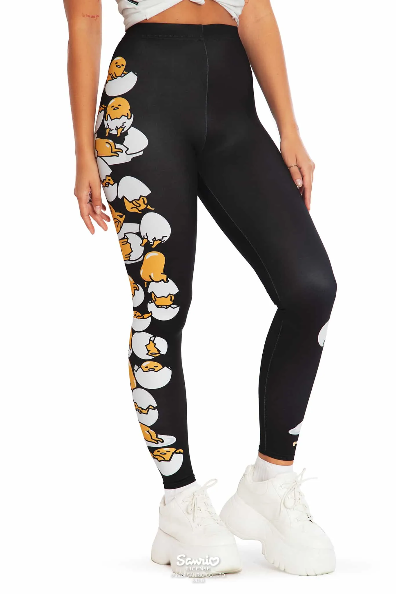 Gudetama Stacks On High Waisted Matte Finish Leggings