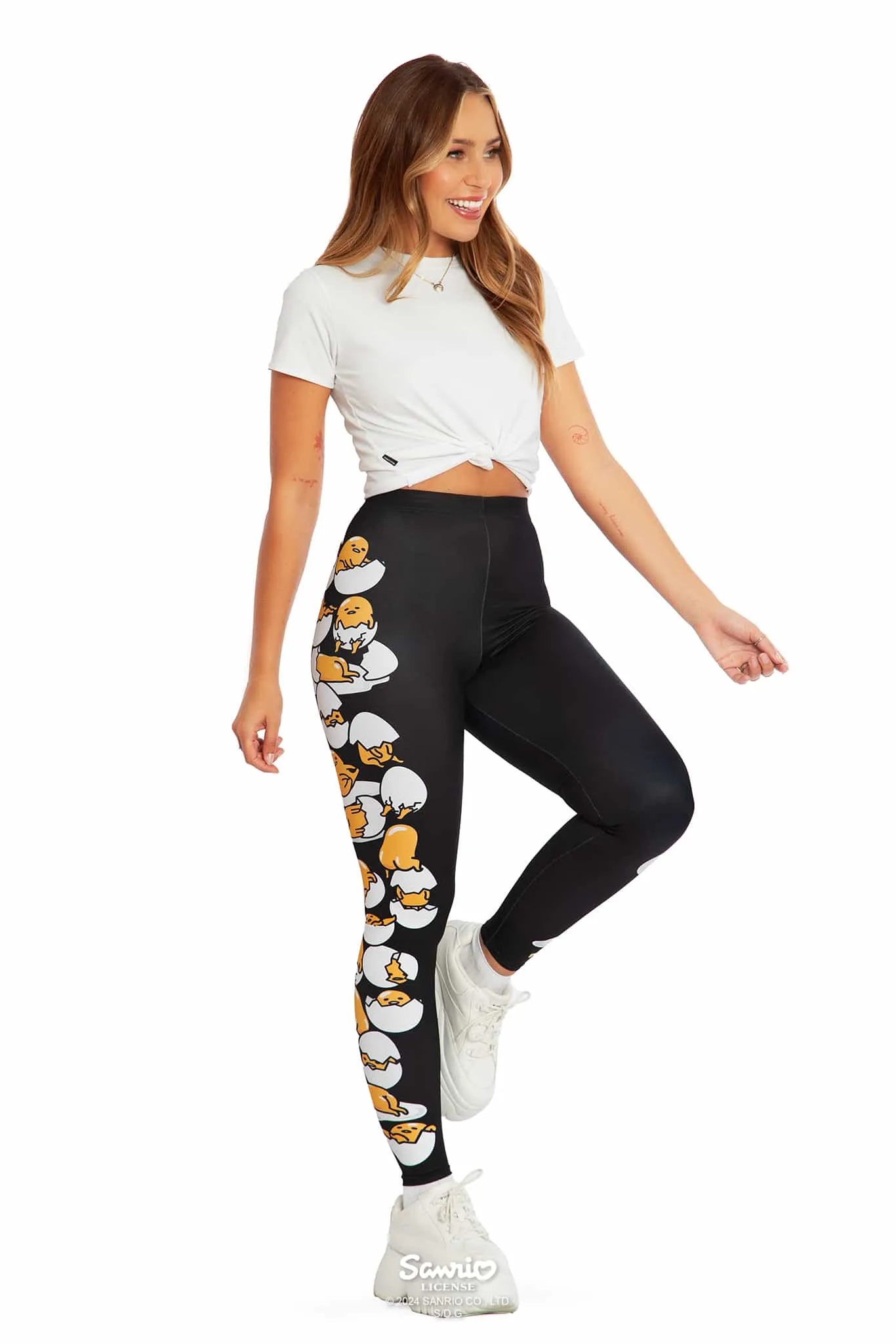 Gudetama Stacks On High Waisted Matte Finish Leggings