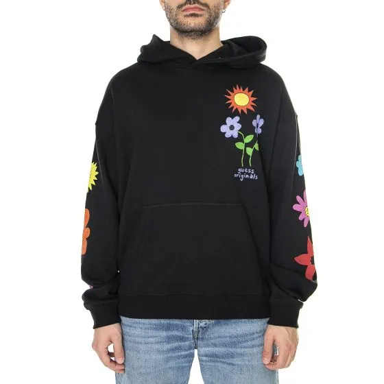 GUESS ORIGINALS M' Go Earthy Day Sunshine Hoodie Jet Black A996