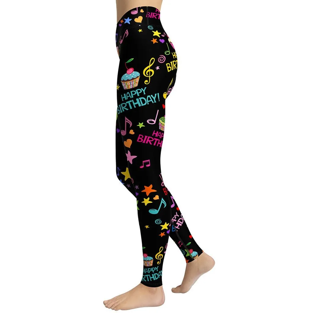 Happy Birthday Yoga Leggings