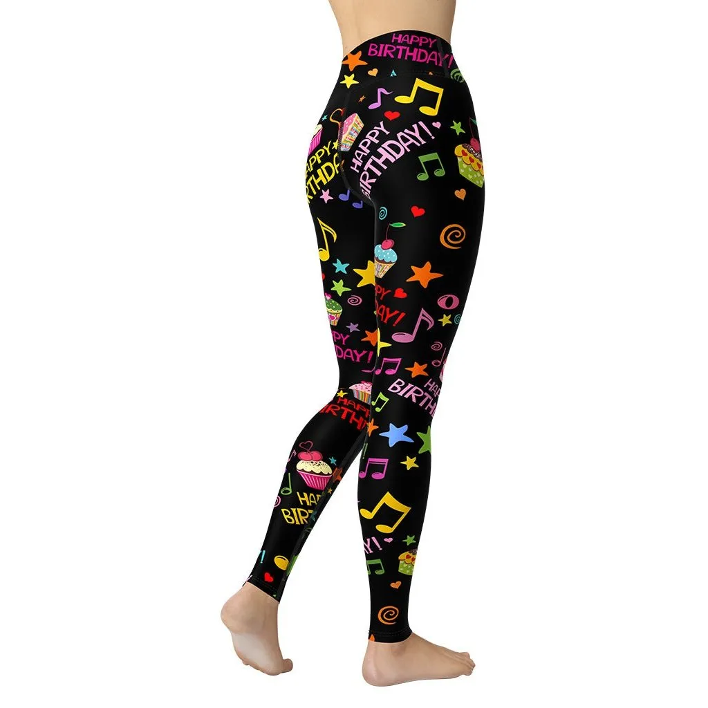 Happy Birthday Yoga Leggings