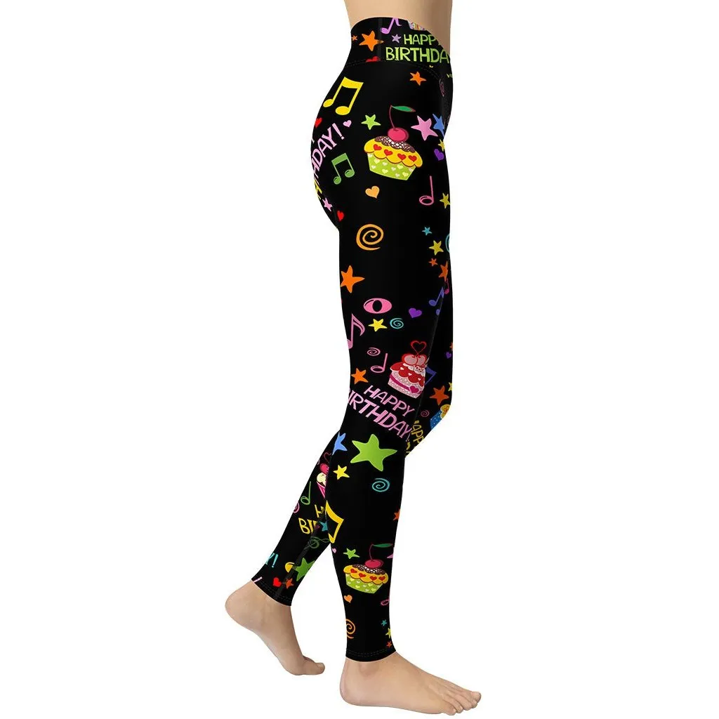 Happy Birthday Yoga Leggings